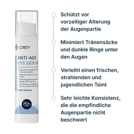 LOBEY Augencreme für Damen – Serum gegen Falten – Augenserum gegen Augenringe – Hyaluron Boost Creme – Gesichtspflege mit Braunalgenextrakt – Natürliche Anti-Aging Kosmetik (15 ml)