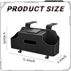 JJWYLTKB Car Back Seat Organizer with 2 Drink Cup Holder and Tissue Box, Tissue Box & Hooks Perfect Storage for Kids and Travel (Black)