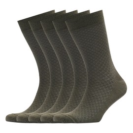VRD SOCKS Men’s Dress Socks, Mid Calf Socks for Men, Honeycomb Design, Crew Socks for Men Shoe Size 8-13 (Green Khaki, 5-Pairs)