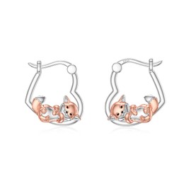 PELOVNY Fox Earrings 925 Sterling Silver Fox Huggie Hoop Earrings Hypoallergenic Fox Jewelry Christmas Birthday Gifts for Women Her