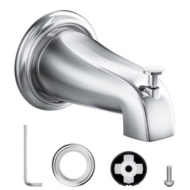 ​Brushed NickelSlip On Diverter Tub Spout with Kohler GP85556-CP | Diverter Faucet Kit with Steel Escutcheon Plate & Washer | 1/2-Inch Copper Water Line Replacement