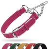 OOPSDOGGY Reflective Leather Martingale Dog Collar - Adjustable No Pull