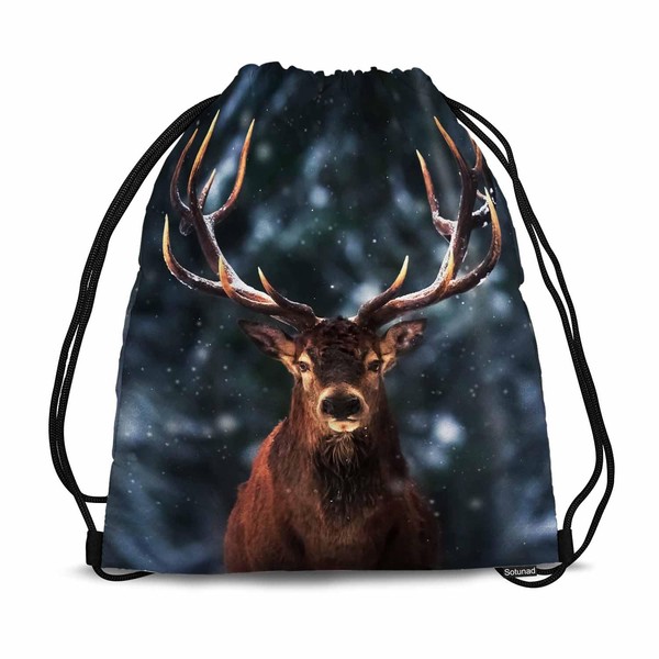 Sotunad Noble Deer Male Drawstring Backpack Adjustable Shoulder Strap Animal