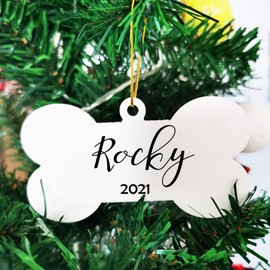 25 Pcs 4 Inch Acrylic Dog Bone Christmas Ornaments 2023- DIY Blank White Acrylic Ornament for Pet, DIY Christmas Tree Ornaments, Pet Name Tags, Gifts for Dog Owner, DIY Projects