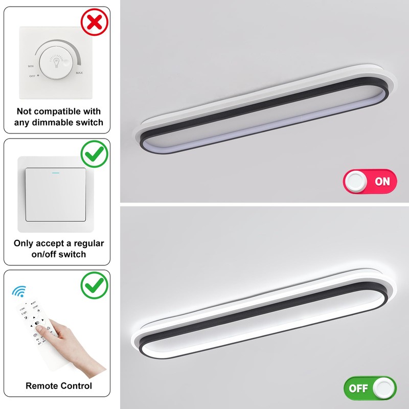 Vloitgol Modern Linear Ceiling Light, 31.5Inch Dimmable LED Flush Mount