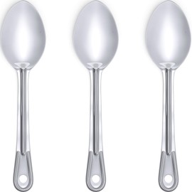 Super Strong, Ergonomic 11 in Serving Spoon 3 Pk. Big, Stainless Steel Spoons for Cooking, Baking, Stirring and Basting. Best Kitchen Flatware for Buffet and Banquet Service in Restaurants and at Home