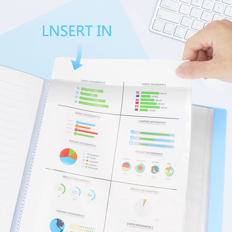 Toplive A4 PP Display Folder 60 Transparent Pockets Presentation Project