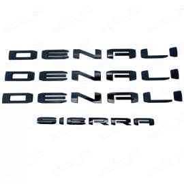 GMC Gloss DENALI Sierra Emblem Letters Replacement Fit GMC Sierra 1500 2500HD 3500HD