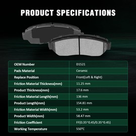 AUTOMUTO 8PCS Front & Rear Ceramic Disc Brake Pads Set D1521 D2102 For Acura TLX 2021-2023
