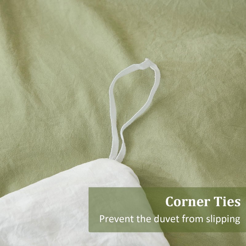 3 Pieces Green White Ruffle Frills Design Bedding Sets for