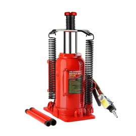 Pneumatic Air Hydraulic Bottle Jack Heavy Duty Air Hydraulic Car Jack with Manual Hand Pump Low Profile Air Jack for Auto Trucks Repair Farm House Lifting Range 10.2"-20.1" 20 Ton /44000 LBs Red