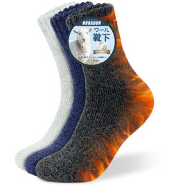 HORADON [30% Wool Blend] Socks, Men's Winter Thick, Cold Weather Socks, Extreme Temperature 38°C Constant Temperature, Extra Thick Back Pile, Reinforced Heel Toe, Sweat Absorbent, Antibacterial,