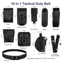 abcGoodefg 10 in 1 Black Utility Belt Tactical Police Security Belts with Pouch Men/Women Law Enforcement Duty Belt for Costume Hunting Game Belts & Bags (10 PCS, Black)