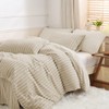 Erwinmu Fluffy Duvet Cover Set Queen Size Beige,Winter Warm Soft