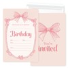 Putocopic Pink Bow Birthday Invitations Girl, Pink Bow Party Fill