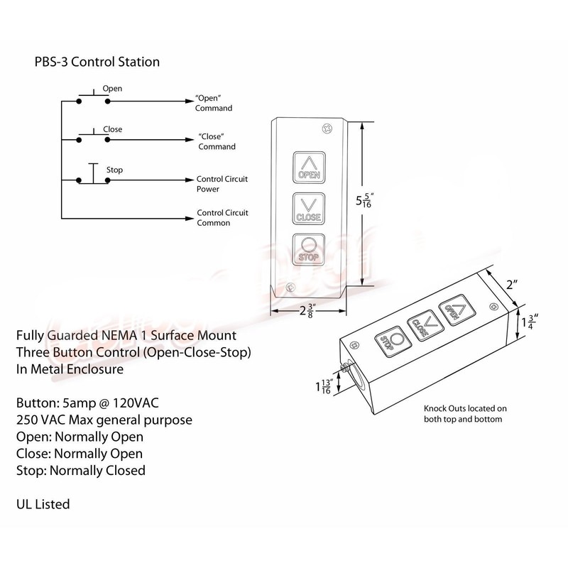 Commercial Garage Door Opener 3 Button Wall Mount PBS 3