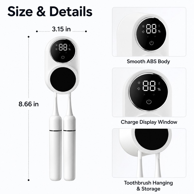 Toothbrush Sterilizer Case for Travel - Mini Portable Rechargeable Toothbrush