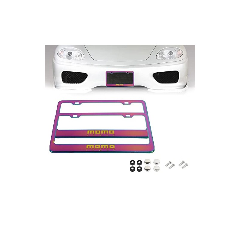 2Pcs MOMO Neo Chrome Aluminum Alloy License Plate Frame W