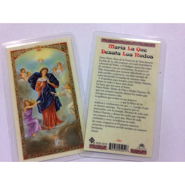 Holy Prayer Cards for Maria Undoer of Knots (Maria La Que Desata Los Nudos) Set of 2 in Spanish