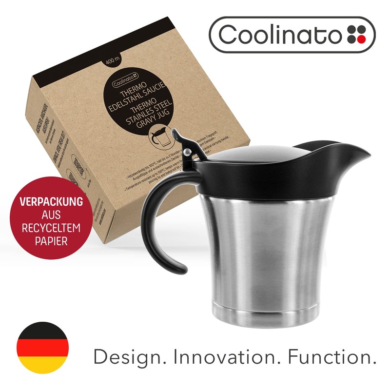 Coolinato Thermo Stainless Steel Gravy Boat, 400 ml, Double-Walled Stainless