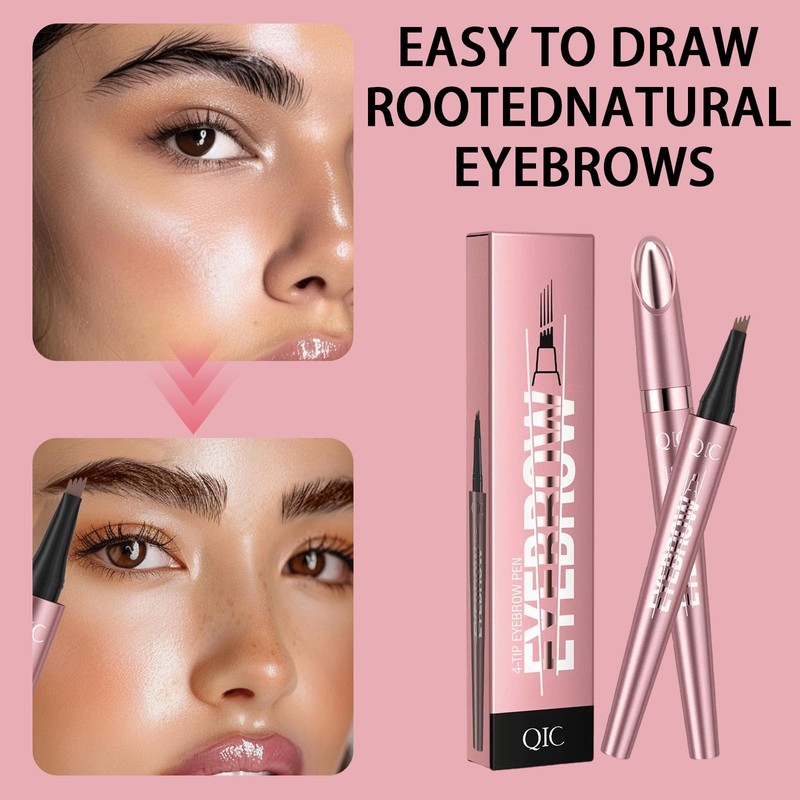 FunnAura 2PCS Magic Eyebrow Microblading Pen, 3D Waterproof 4 Tip