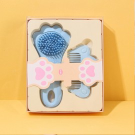 Baby Hair Brush,Toddler Hair Comb,Baby Hair Brush Comb Set,Small Cute Comb for Wet Dry Hair - Silicone Gentle Bath Brush Scalp Massager Brush for Newborns Toddlers Perfect Baby Registry Gift (Blue)