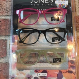 JONES NEW YORK 3-PACK +1.50  Reading Glasses Readers BLACK PINKLIME