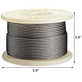 AGTEK Wire Rope 1/8 Inch Stainless Steel Aircraft Cable for Decking Railings, 250 FT, 7x7 Strands Construction