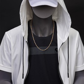 COOLSTEELANDBEYOND Mens Womens Stainless Steel Rope Chain Necklace, Silver Gold Two-tone, 24 inches, Metal, No Gemstone