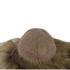 Light Brown Toupee for Men Bleached Knots Hair Unit 9x7" Hairipiece Replacement (7#-Light Brown)