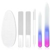 6 PCS Glass Nail File and Cuticle Pusher, Glass Nail