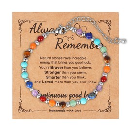 Manfnee Natural Stone Bracelet for Women Colorful Stone Yoga Bead Healing Bracelet 7 Chakra Bracelet Jewellery Gift