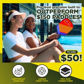 Pickleball Paddle-All The Features of $150 Paddles, for Under $50. 100% raw Carbon Fiber. Quality Edit Rated as Best Pickleball Paddles 2025. Professional Grade. USAPA Approved.