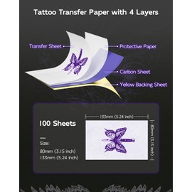 Phomemo Tattoo Transfer Paper, TP31 Transfer Paper, Tattoo Transfer Paper for Tattoo, Compatible with TP31 Portable Tattoo Printer, 3 Inches (80 mm) x 133 mm, 100 Sheets