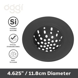 OGGI Silicone Sink Strainer- Great Kitchen Sink Strainer, Sink Drain Strainer, Drain Stopper, Sink Plug, 4.6˝ Diameter Rim, Black