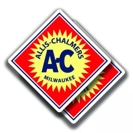 The Decal And Sticker Mafia ALLIS CHALMERS TRACTOR DECALs 2 Stickers Bogo Vintage Car Window Bumper - 3"W x 3"H