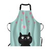 Moslion Black Cat Apron,Pink Hearts and Cute Cartoon Cat Blue
