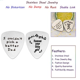 2pcs Guitar Pick Papa Fathers Day Gift From Daughter Stainless Steel - I Couldn't Pick a Better Dad