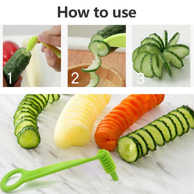 2Pcs Spiral Cutter Kit Stainless Steel Plastic Vegetables Spiralizers Manual
