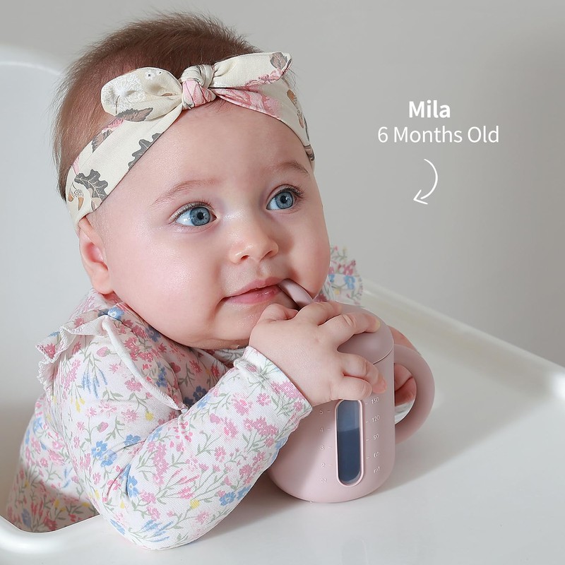 SAMiGO Silicone Sippy Cup, Baby Straw Cup for 6 12