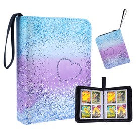 FINEASY Trading Card Binder, Trading Card Album With 400 Pockets, Binder Card Holder With 50 Removable Sleeves, Card Collector Album Carrying Card Folder Book For Cards