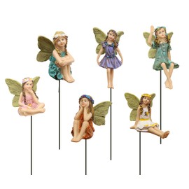 IFFUNNI Fairy Garden - Set of 6 pcs Miniature Fairies Figurines for Outdoor Garden Lawn Décor