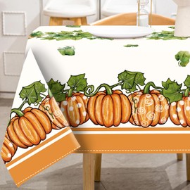 AnyDesign Fall Tablecloth 60 x 104 Inch Rectangle Orange Autumn Pumpkin Table Cover Rustic Thanksgiving Harvest Table Cloth for Farmhouse Picnic Dining Table Decoration