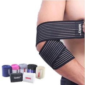 ATOOI Elbow Wraps for Weightlifting (1 Pair), 35" Elastic Elbow Support & Compression Powerlifting, Fitness, Cross Training & Gym Workout - Elbow Straps for Weight Lifting (Black)