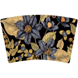 Mugzie 16 Ounce Stainless Steel Cocktail Shaker/Martini Shaker with Wetsuit Cover - Black & Gold Flowers