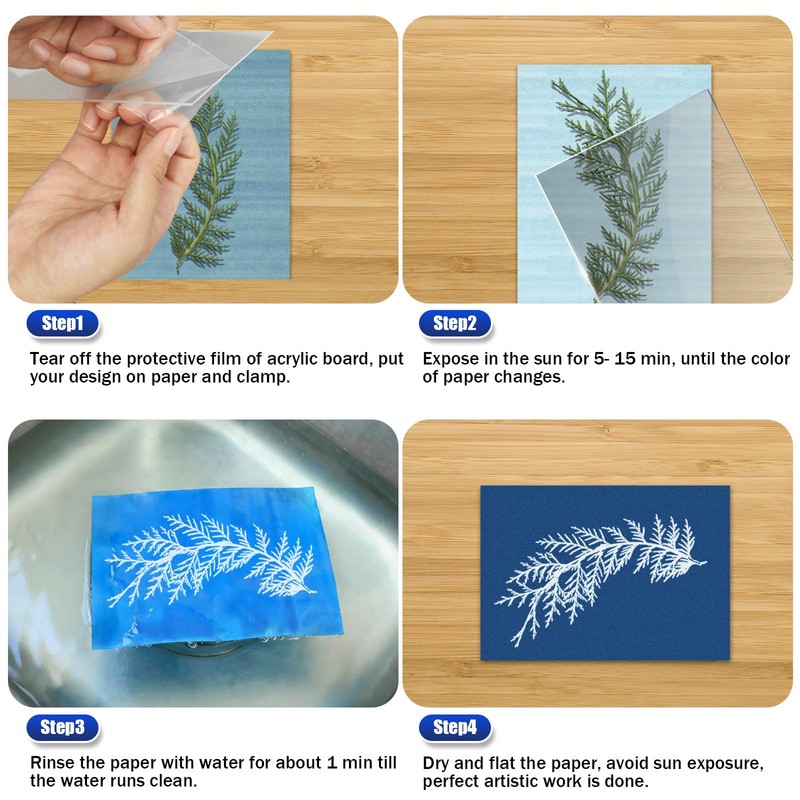 Sun Print Cyanotype Paper Kit, 100 Sheets A6 Cyanotype Papers