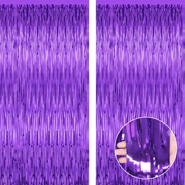 2 Pack Mardi Gras Backdrop Curtains, 3.28 FT x 7.05 FT Purple Tinsel Backdrop, Metallic Mardi Gras Backdrop Fringe Curtains Foil Streamer Backdrop, Mardi Gras Party Supplies Mardi Gras Decorations