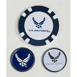 Team Golf US Air Force Poker Chips with Removable Magnetic Double-Sided Ball Markers (4PK)