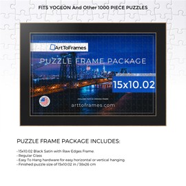 ArtToFrames 15x10.02 INCH/38x26 CM Black Frame for 1000 piece Puzzles.This 1.25 Inch Custom MDF Puzzle Frame is Raw Edge Black - Comes with Regular Glass (Puzzle0066-76808-890R-15x10.02)
