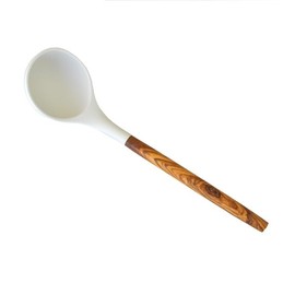 Naturally Med Silicone Ladle (White) with Olive Wood Handle